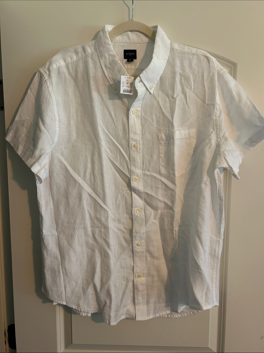 J. Crew White Short-Sleeve Linen Button-Down Shirt